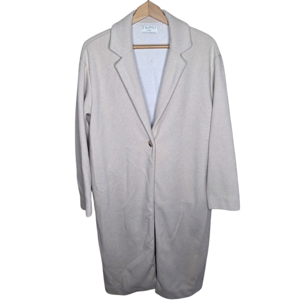 Z Supply Light Oatmeal Heather Longline Single Button Mason Coat Size Large